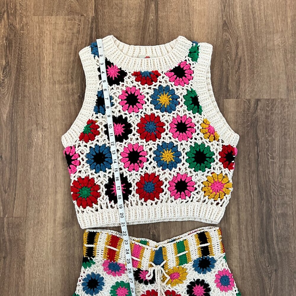 Farm Rio Crochet Sweater Set Sz L - Picture 7 of 12